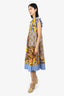 MSGM Yellow/Multicolour Plaid Floral Print Midi Dress Size 40