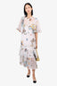 See By Chloe White Butterfly Print Midi Dress With Slip Size 38