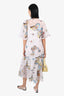 See By Chloe White Butterfly Print Midi Dress With Slip Size 38