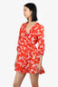 Rixo Red/White Floral Print Wrap Mini Dress Size S