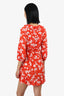 Rixo Red/White Floral Print Wrap Mini Dress Size S