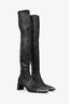 Alexander Wang Black Leather Square Toe Knee High Boots Size 35