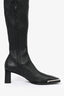 Alexander Wang Black Leather Square Toe Knee High Boots Size 35