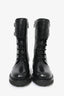 Christian Dior Black Leather Ground Combat Boots Size 35.5