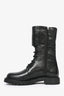 Christian Dior Black Leather Ground Combat Boots Size 35.5