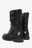 Christian Dior Black Leather Ground Combat Boots Size 35.5