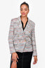 L'Agence Blue/Multicoloured Tweed Double Breasted Blazer Size 6