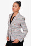 L'Agence Blue/Multicoloured Tweed Double Breasted Blazer Size 6