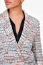 L'Agence Blue/Multicoloured Tweed Double Breasted Blazer Size 6