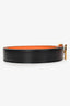 Hermès 2013 Black/Orange Leather Reversible H Buckle Belt Size 90