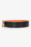 Hermès 2013 Black/Orange Leather Reversible H Buckle Belt Size 90