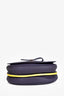 Delvaux Purple/Yellow Leather 'Le Mutin' Mini Saddle Crossbody Bag