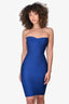 Herve Leger Electric Blue Strapless Bandage Midi Dress Size XS