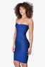 Herve Leger Electric Blue Strapless Bandage Midi Dress Size XS