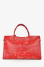 Balenciaga Red Leather Valentine's Day Blackout City Bag With Strap