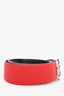 Burberry Red Leather TB Monogram Reversible Belt Size 32/80