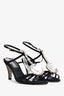 Pre-Loved Chanel™ Vintage Black Satin Diamante Heeled Sandals Size 37 (As Is)