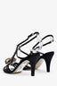 Pre-Loved Chanel™ Vintage Black Satin Diamante Heeled Sandals Size 37 (As Is)