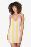 Retrofete Yellow & White Striped Sequin Tank Mini Dress Size S