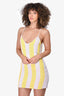 Retrofete Yellow & White Striped Sequin Tank Mini Dress Size S