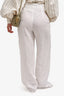 Loro Piana White Linen Wide Leg Crochet Tie Pants Size 40