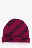 Balenciaga Purple Wool Knitted Allover Logo Beanie