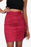 Ba&sh Burgundy Suede Leather Ruffle Detailed Mini Skirt Size XS