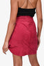 Ba&sh Burgundy Suede Leather Ruffle Detailed Mini Skirt Size XS