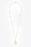 Celine Gold Tone Blue/White Rectangle Stone Pendant Necklace