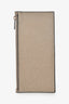 Valextra Taupe Leather Zipped Long Card Holder