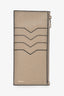 Valextra Taupe Leather Zipped Long Card Holder