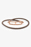 Hermès Rose Gold Tone/ Taupe Leather Roulis Double Tour Bracelet Size T2