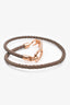 Hermès Rose Gold Tone/ Taupe Leather Roulis Double Tour Bracelet Size T2