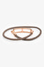 Hermès Rose Gold Tone/ Taupe Leather Roulis Double Tour Bracelet Size T2