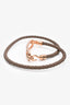 Hermès Rose Gold Tone/ Taupe Leather Roulis Double Tour Bracelet Size T2