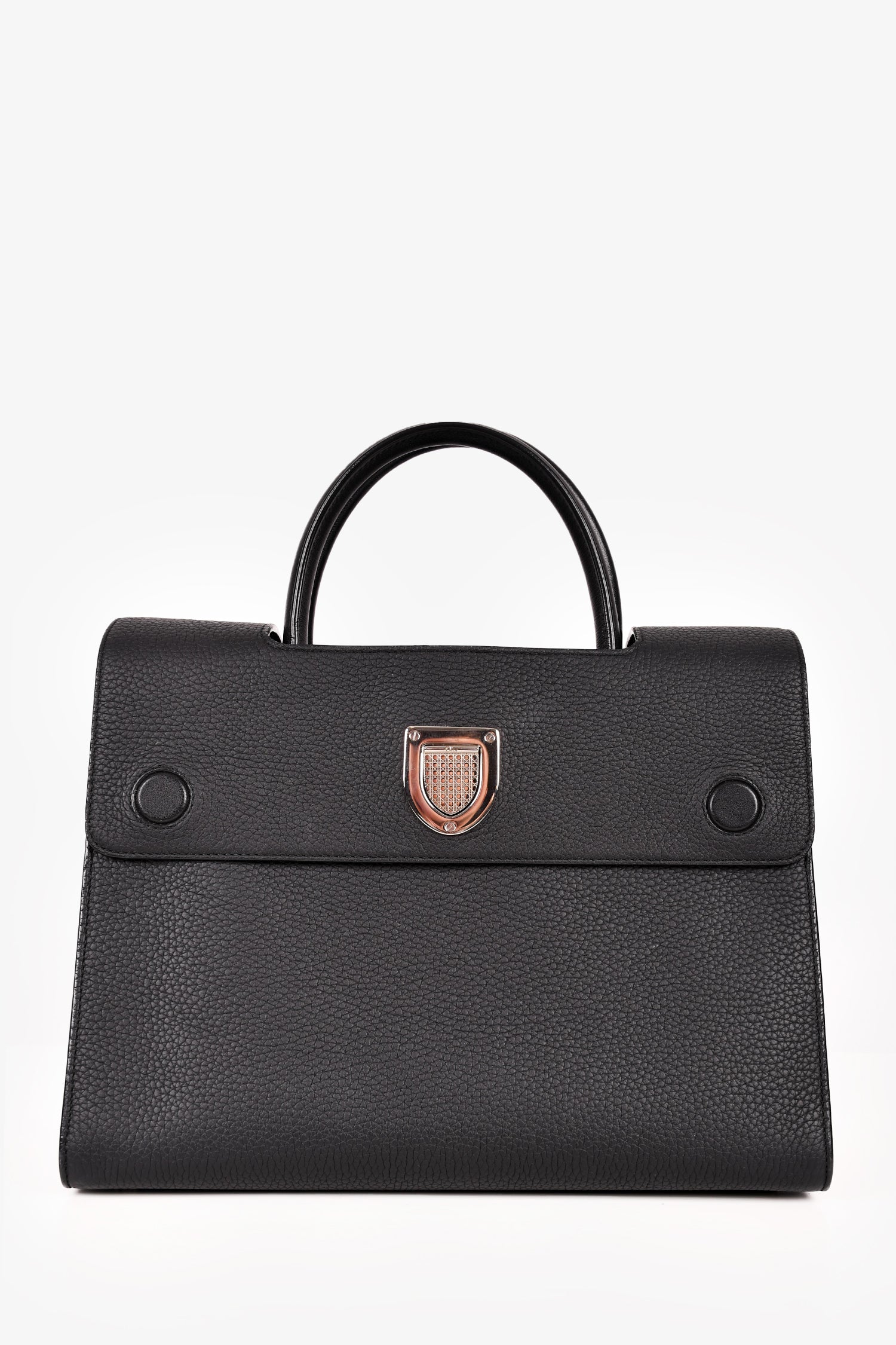 Christian Dior Black Grained Leather Medium Diorever Top Handle Bag Mine Yours