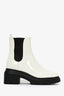 Stuart Weitzman White Patent Chunky Chelsea Boots Size 38.5