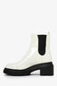 Stuart Weitzman White Patent Chunky Chelsea Boots Size 38.5