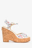 Pre-Loved Chanel™ White/Pink Tweed/Cork Wedges Size 38.5