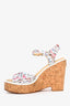 Pre-Loved Chanel™ White/Pink Tweed/Cork Wedges Size 38.5