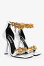 Versace White Leather Gold Chain Heels Size 36.5