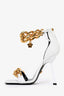 Versace White Leather Gold Chain Heels Size 36.5