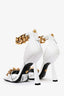 Versace White Leather Gold Chain Heels Size 36.5