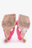 Stuart Weitzman Pink Leather Knit Slip on Sandals Size 7