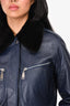 Louis Vuitton Navy Lambskin Cropped Jacket with Mink Fur Collar Size 34