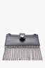 Miu Miu Black Leather Crystal Embellished Fringe Card Holder With Chain