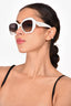 Prada White Framed Angular Sunglasses
