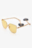 Gucci Gold-Tone Framed Heart Shape Charm Embellished Sunglasses