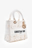 Christian Dior 2023 White Lace Floral Medium D-Lite Top Handle with Strap