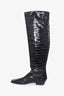 Toteme Black Croc-Embossed Calfskin Boots Size 40